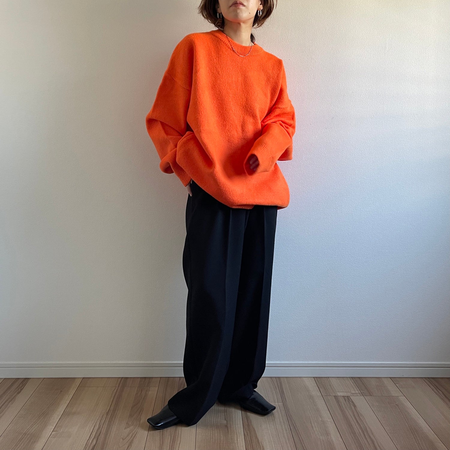 over size loose knit / orange