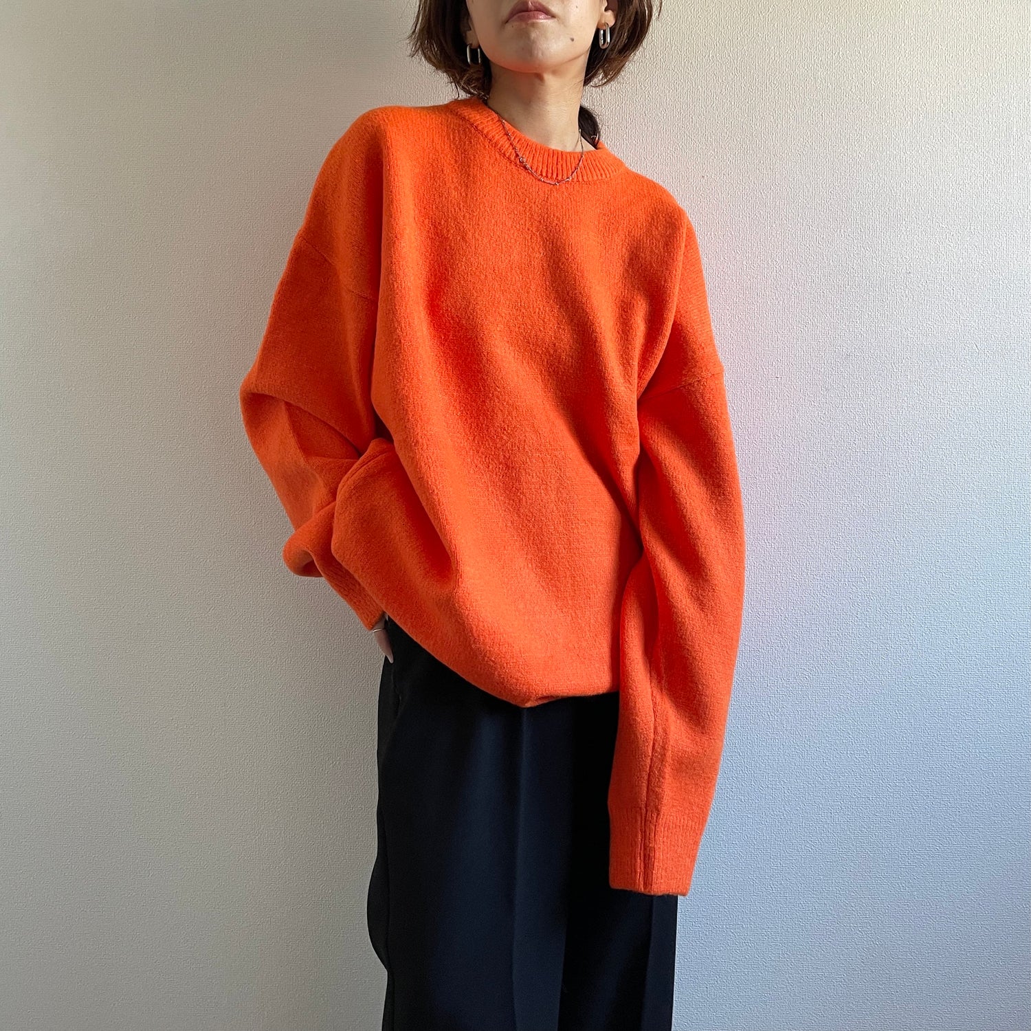 over size loose knit / orange