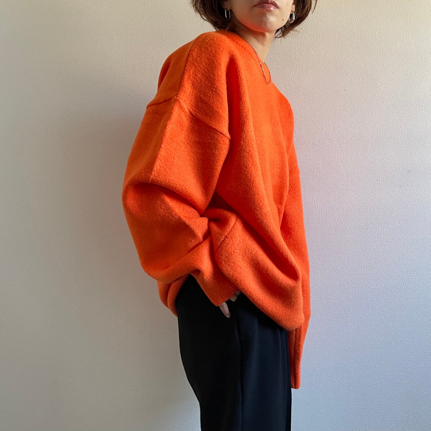 over size loose knit / orange