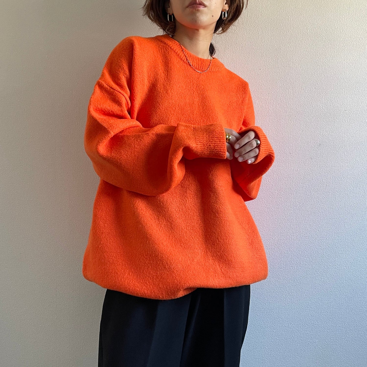over size loose knit / orange