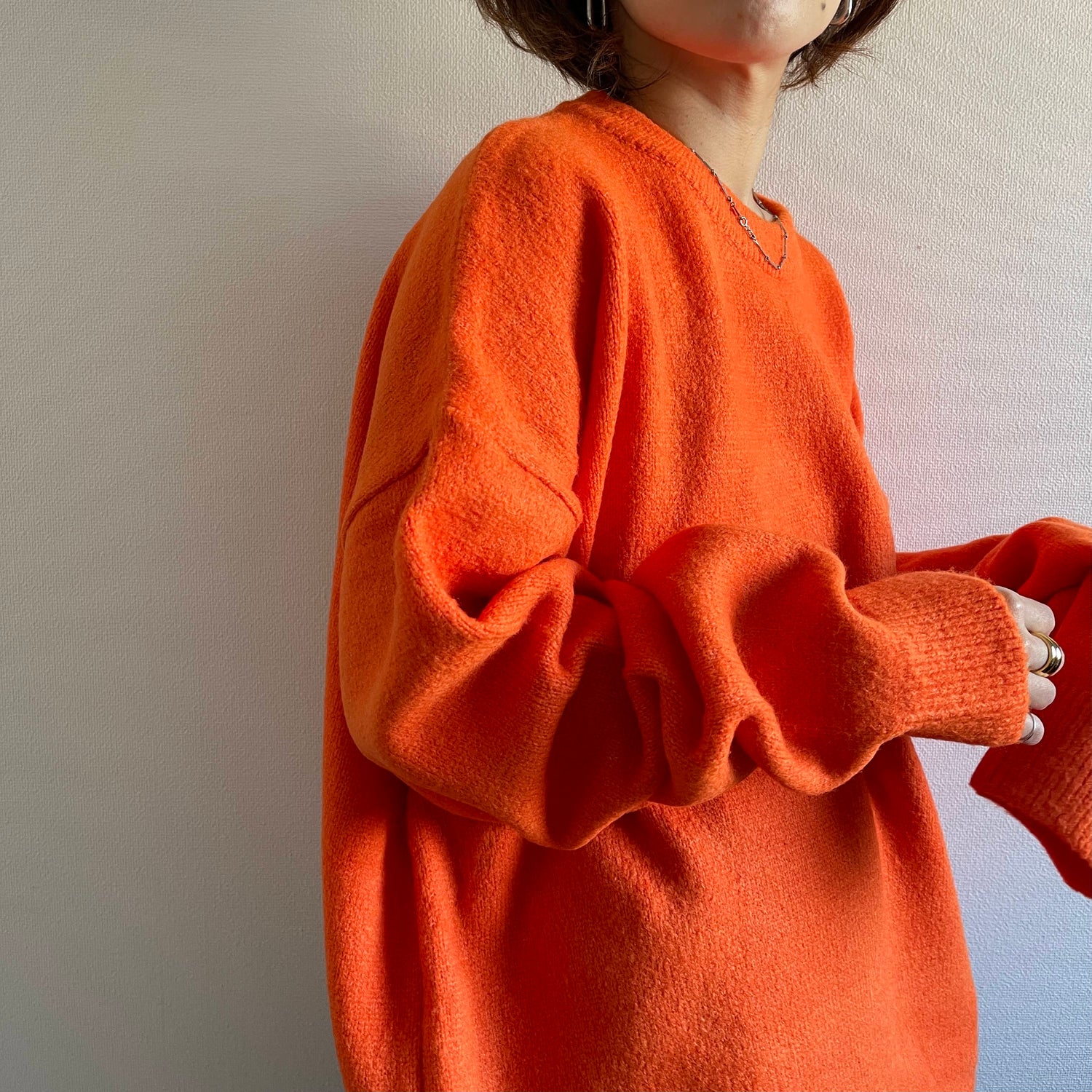 over size loose knit / orange