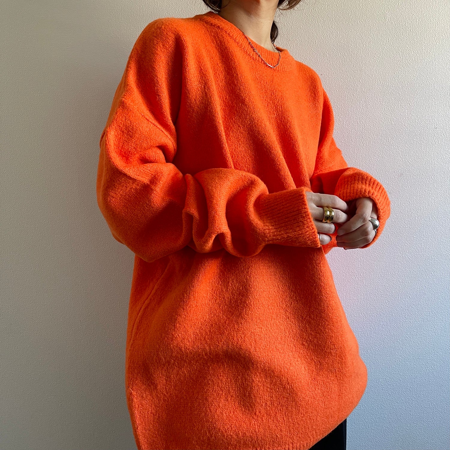 over size loose knit / orange