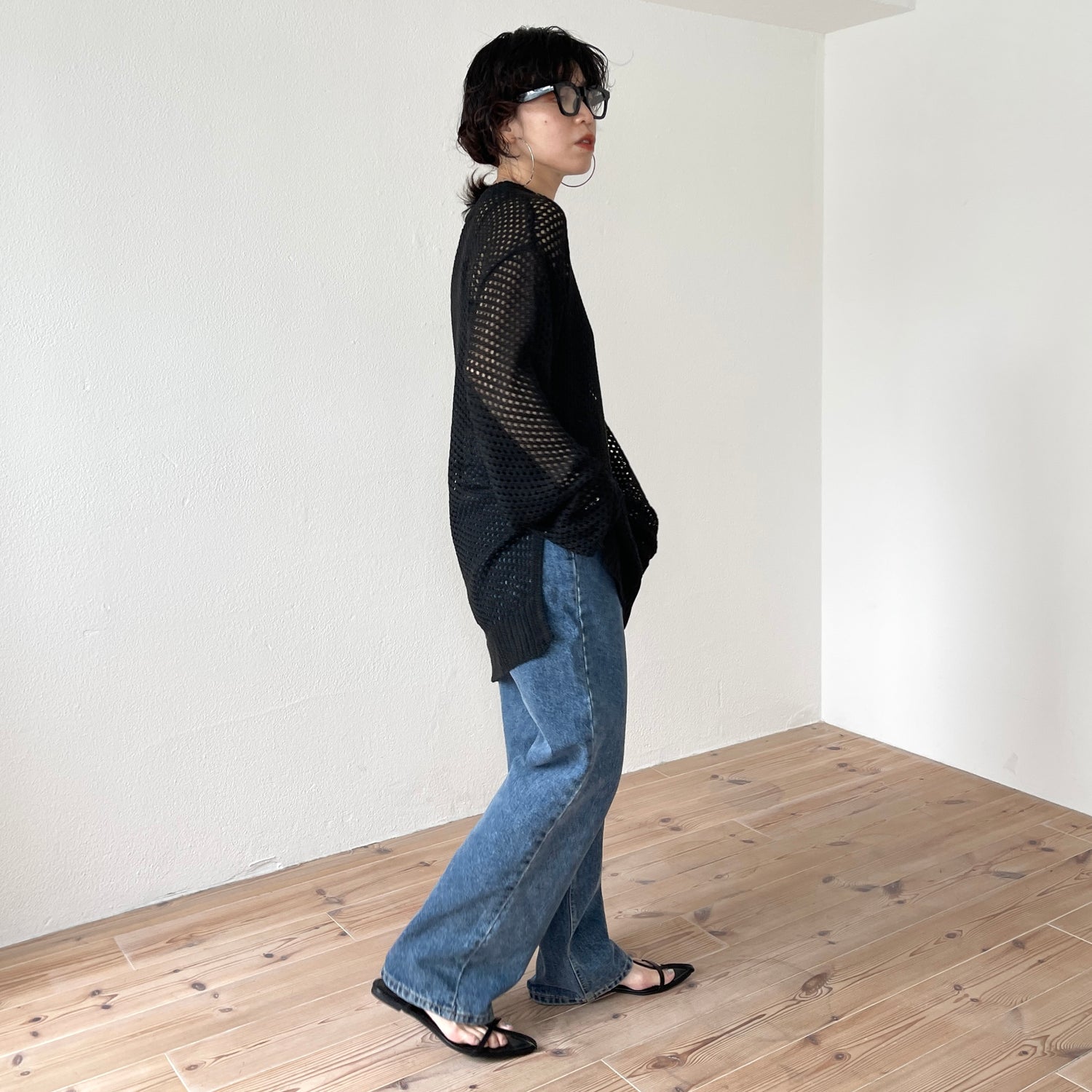 super loose mesh knit / black