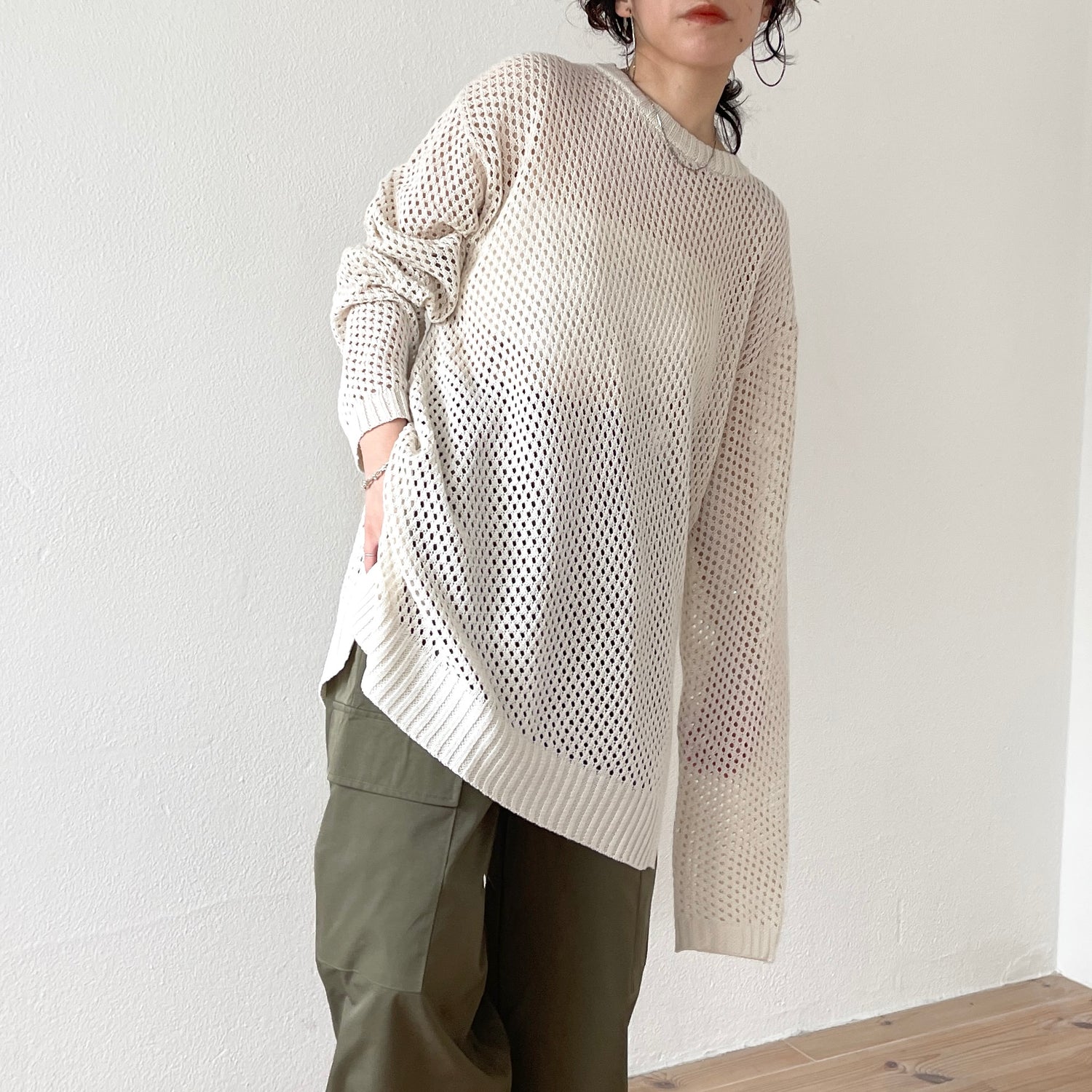 super loose mesh knit / ivory