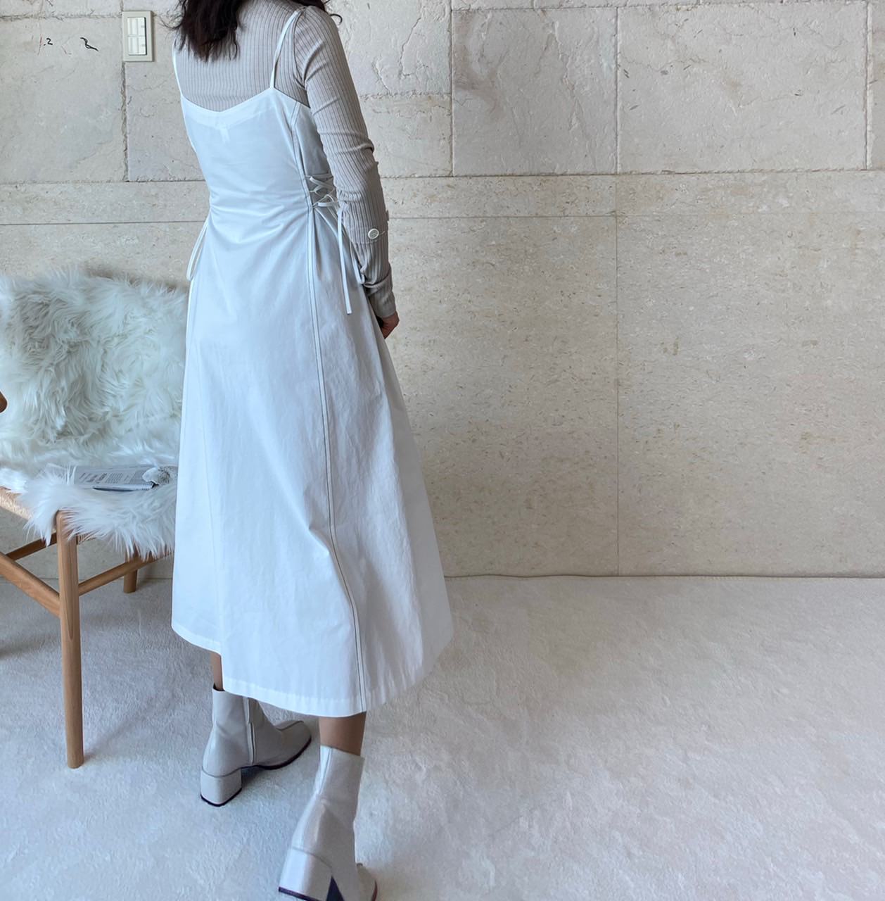 side ribbon one piece / ivory