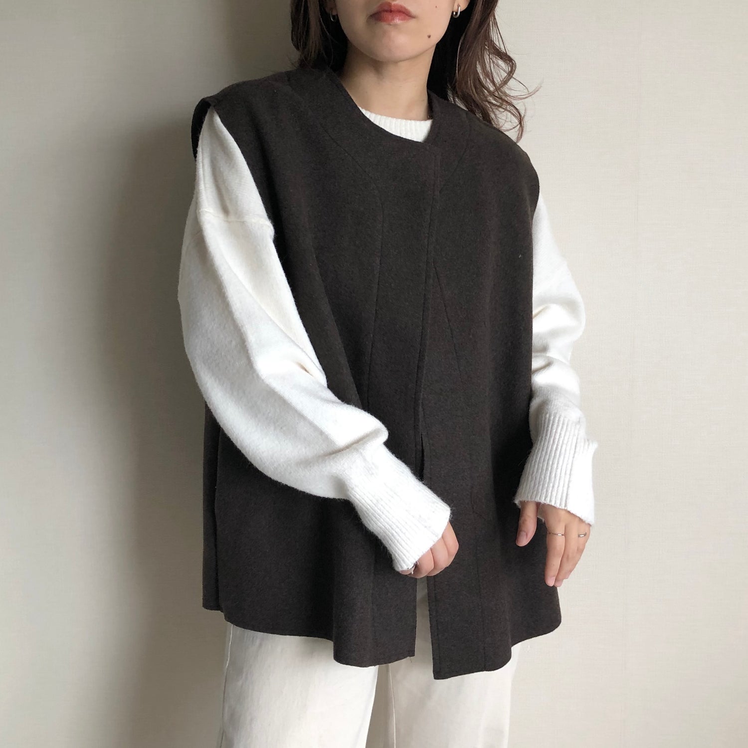 wool box vest / brown