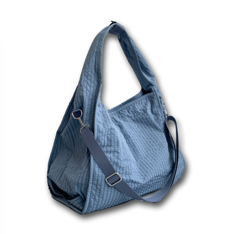 2way big check bag / blue