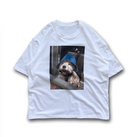 【SAMPLE】Happy dog tee / white