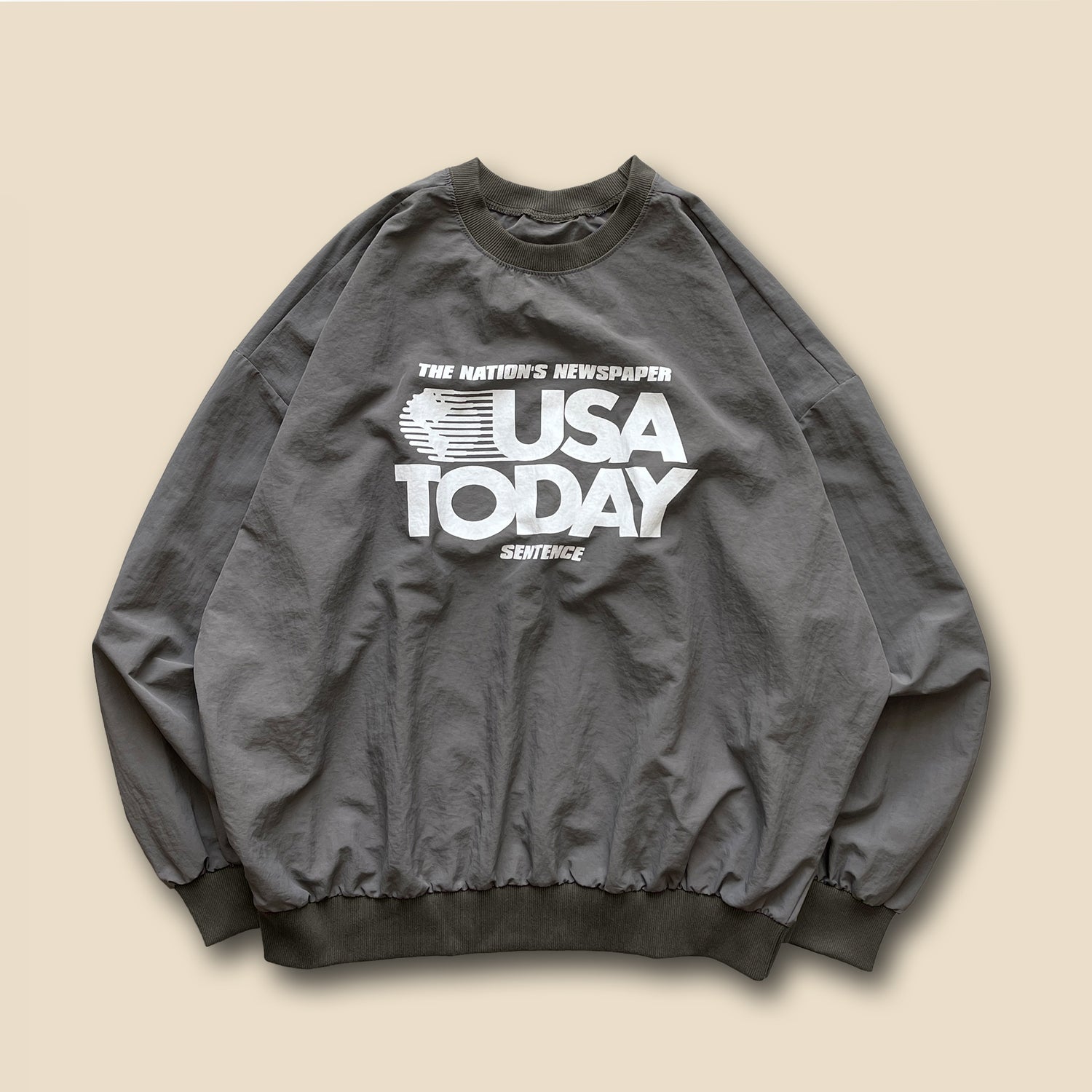 【SAMPLE】"USA TODAY" nylon tee / chacoal