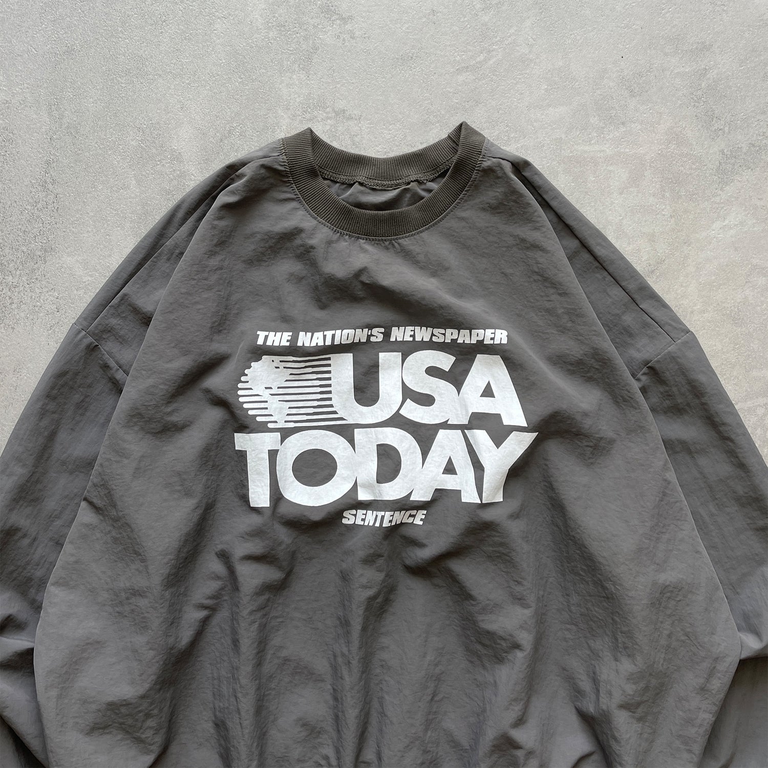 【SAMPLE】"USA TODAY" nylon tee / chacoal