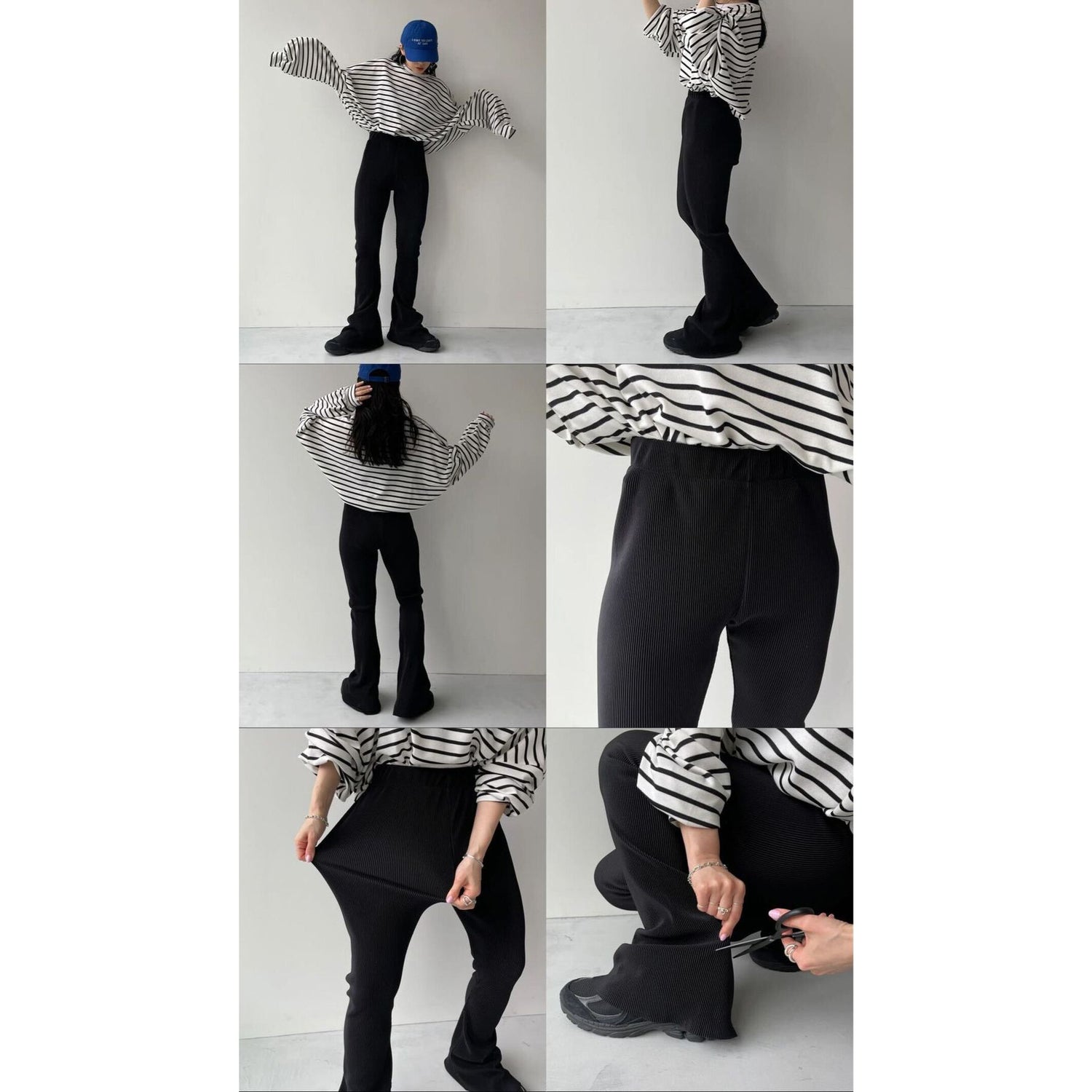 daily daily super stretch pleats flare pants / navy