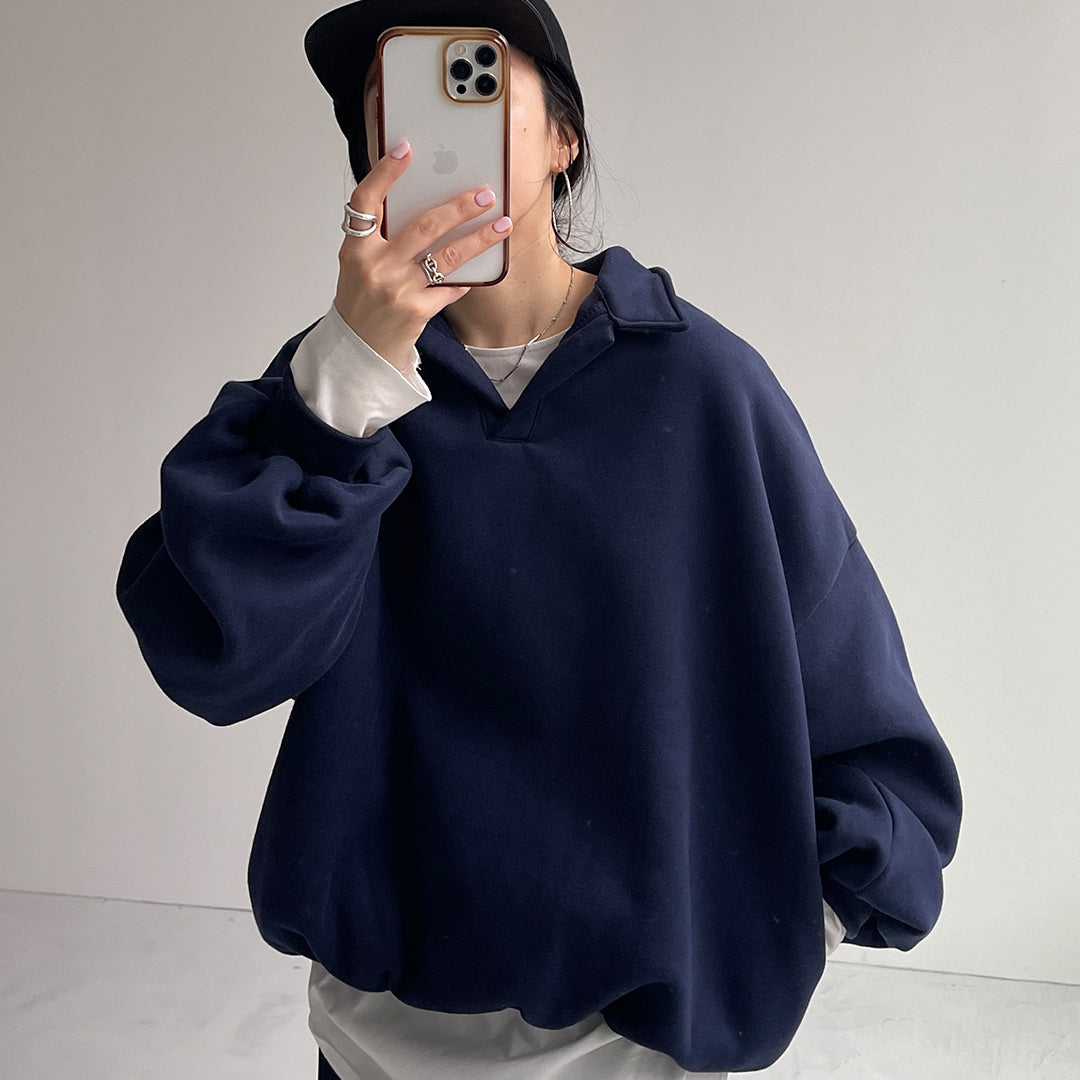 over size volume sleeve sweat / navy | wee9s | ウィークス