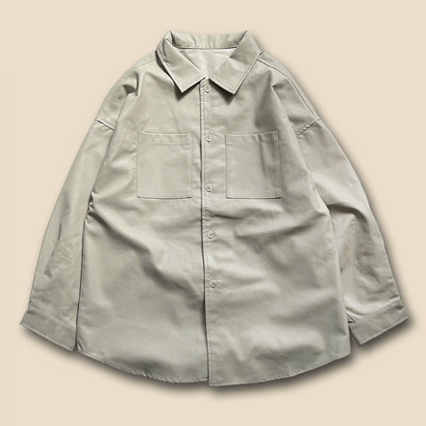 【SAMPLE】fake leather shirt /  ivory