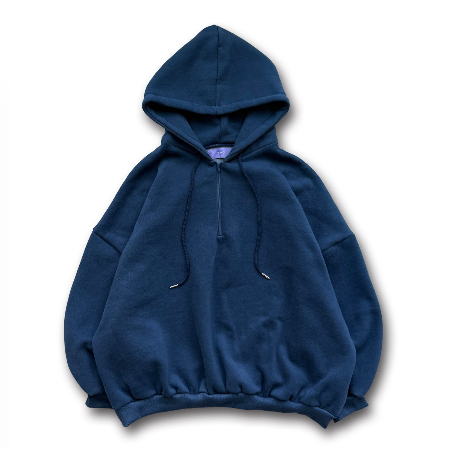 【SAMPLE】half zip loose hoodie / navy