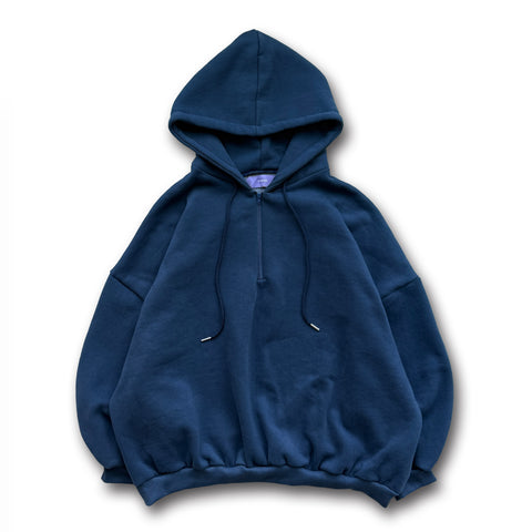 【SAMPLE】half zip loose hoodie / navy
