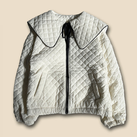 【SAMPLE】big collar quilting jacket  / white