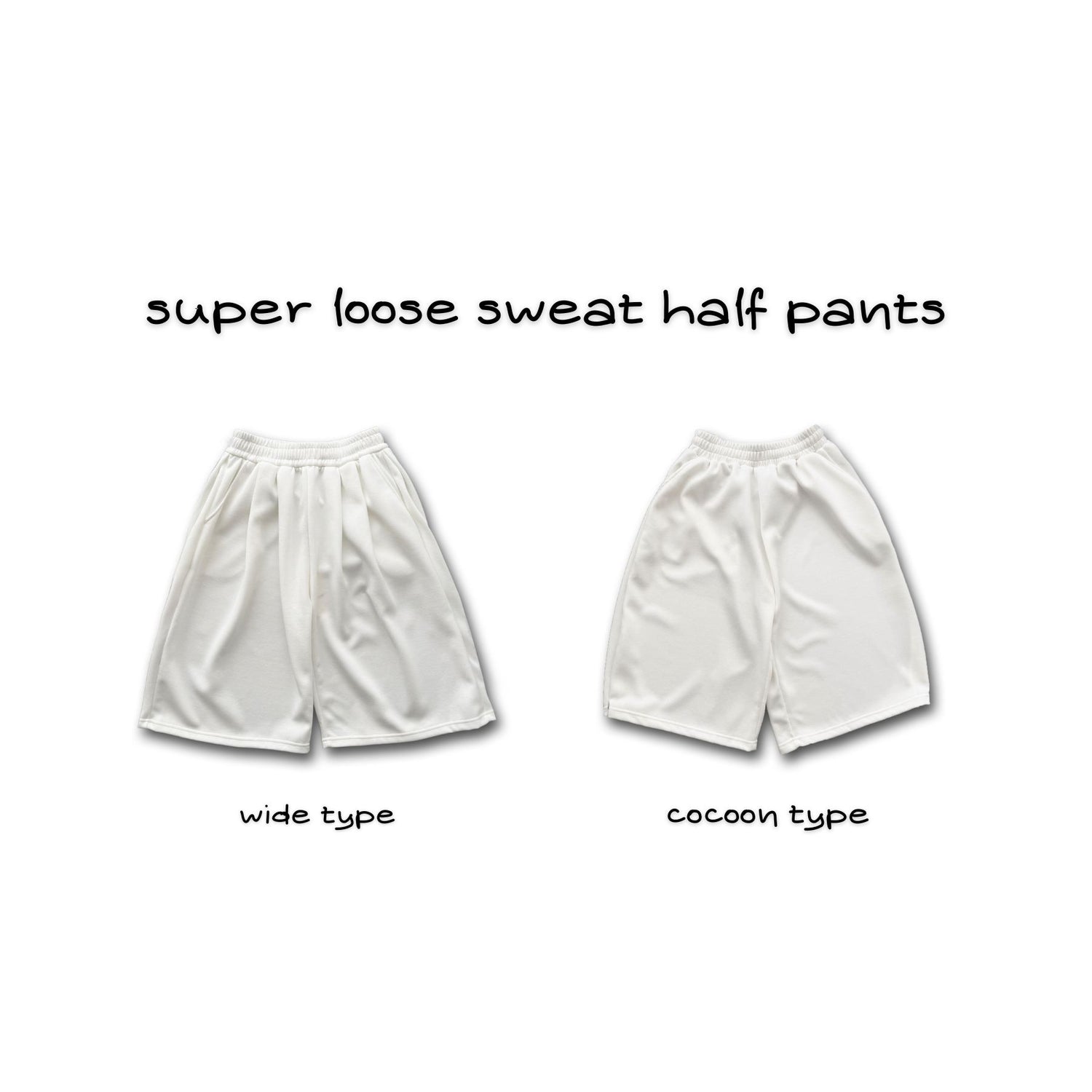 【選べるタイプ】super loose sweat half pants / ivory