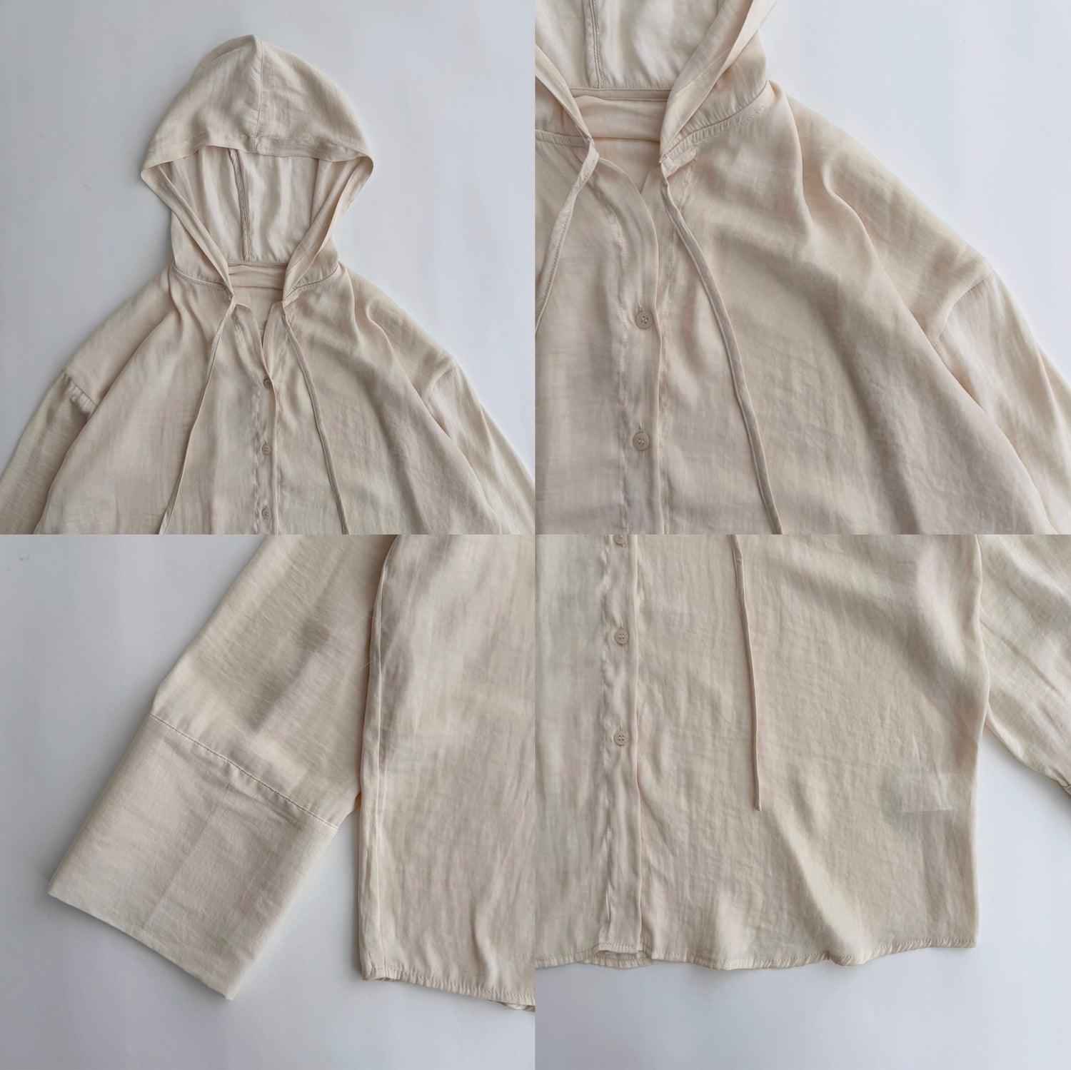 rayon hooded shirt / beige