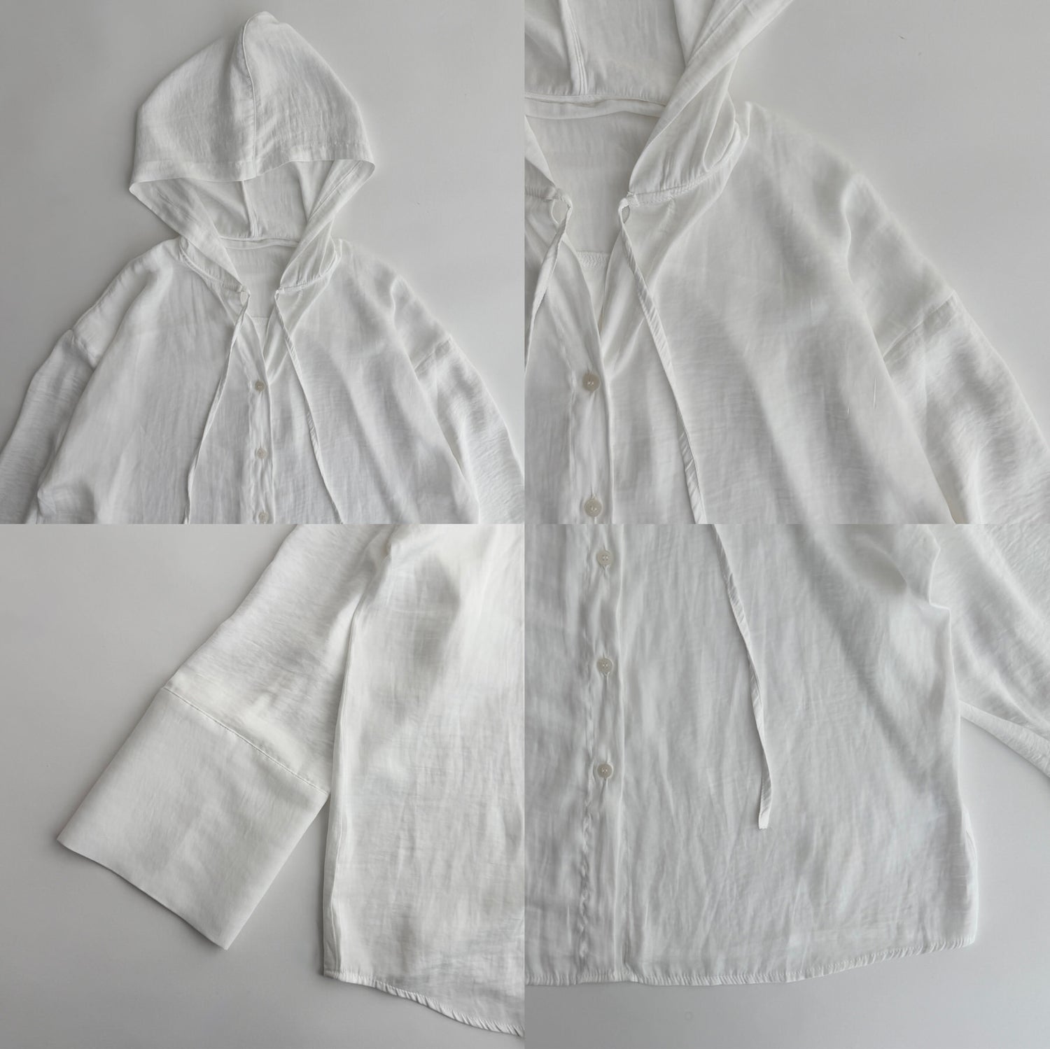 rayon hooded shirt / white