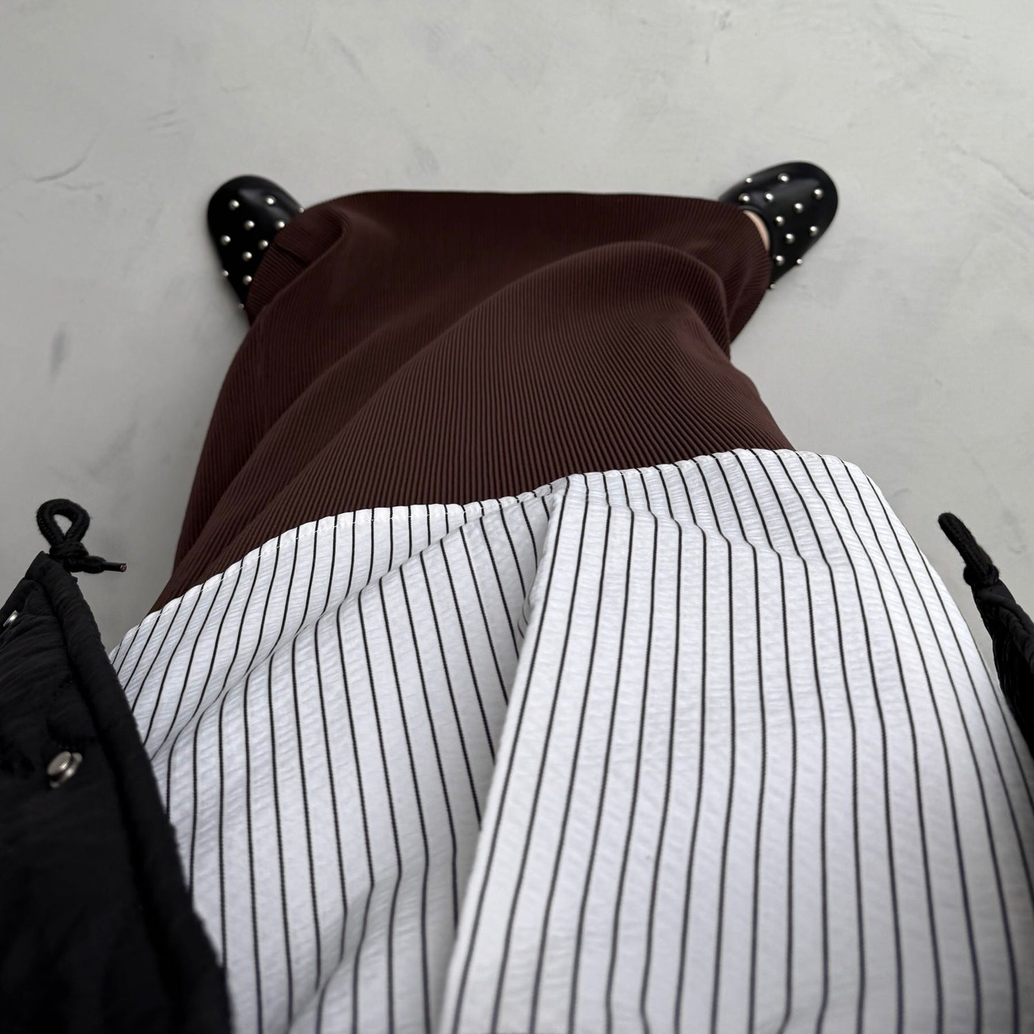 daily daily super stretch pleats skirt / brown [FREE or LONG]