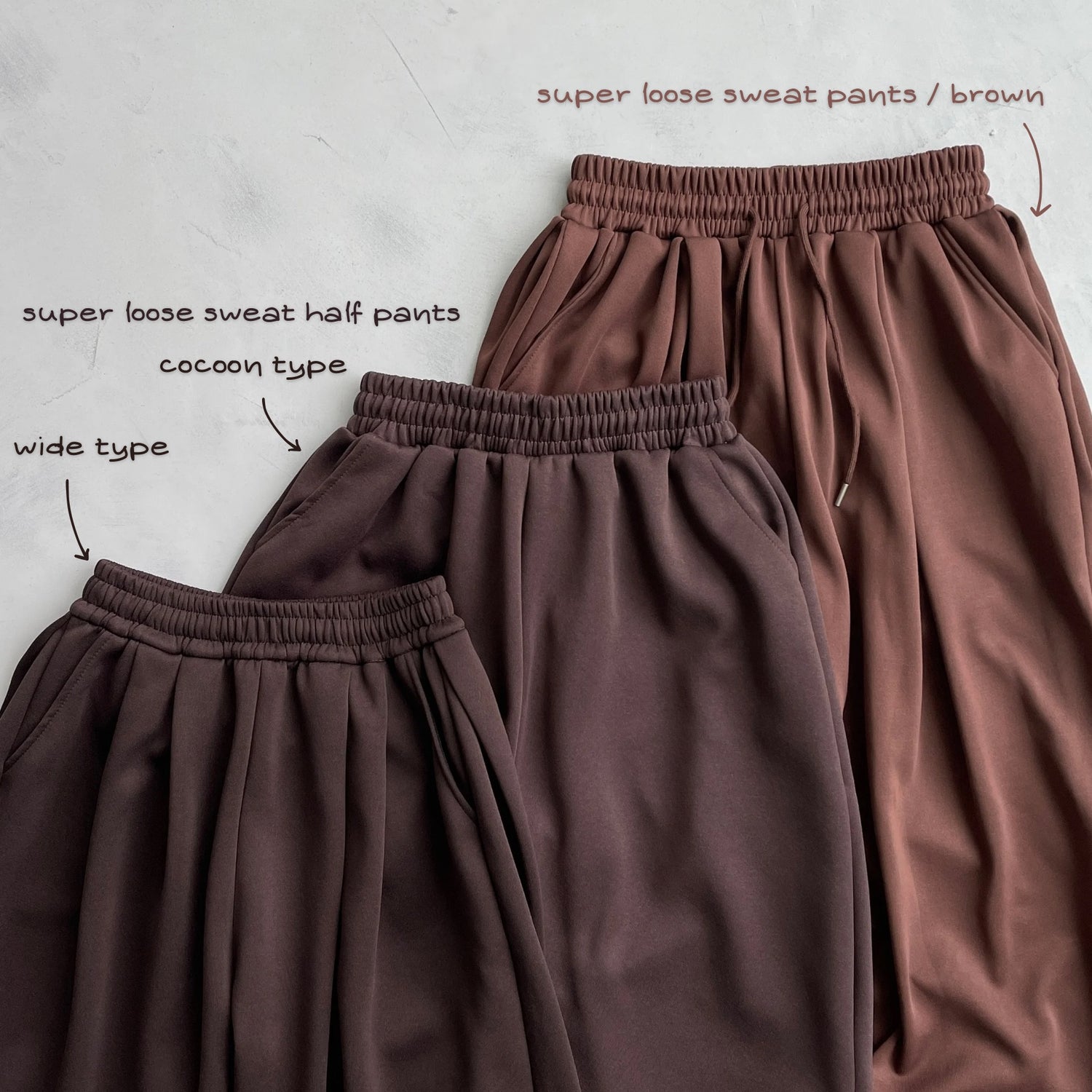 【選べるタイプ】super loose sweat half pants / brown