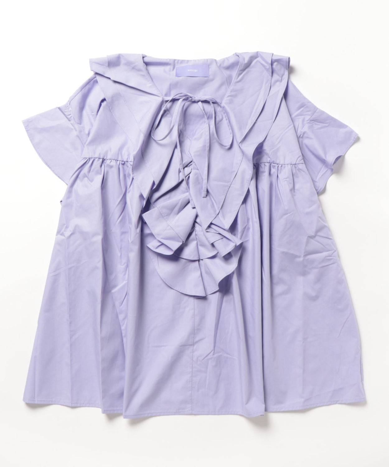 big collar frill half blouse / purple