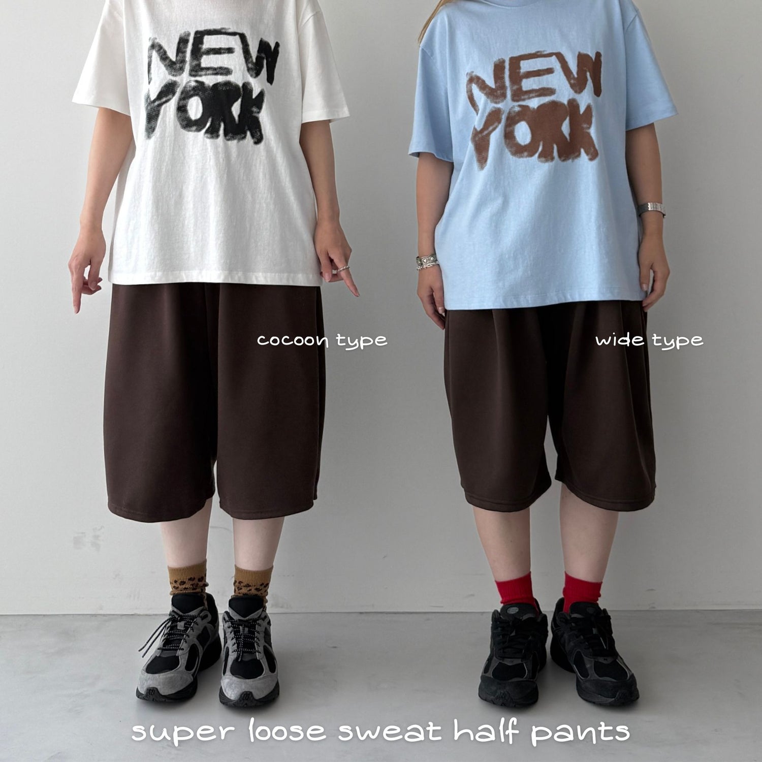 【選べるタイプ】super loose sweat half pants / gray