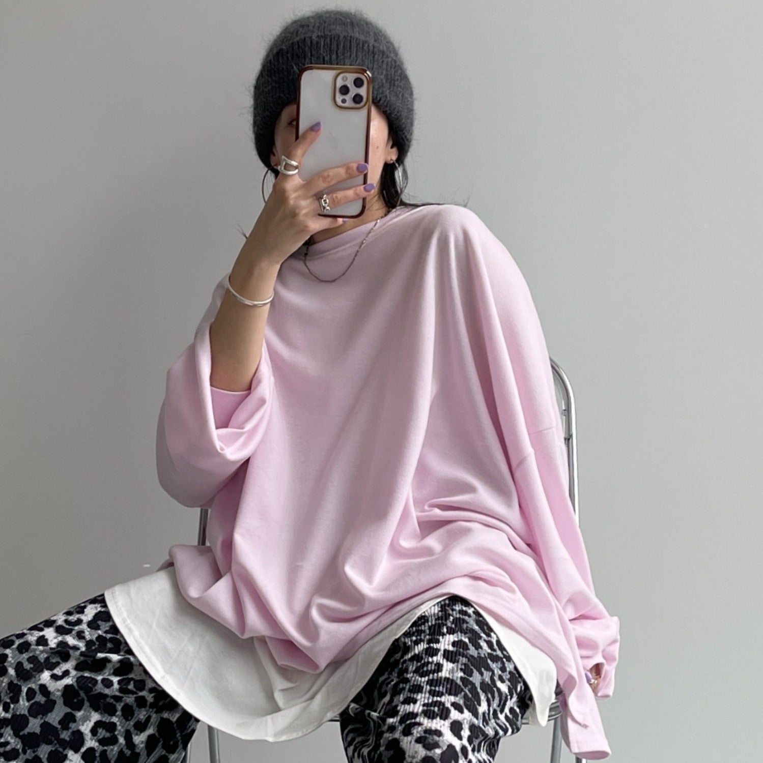 angora snow beanie / gray