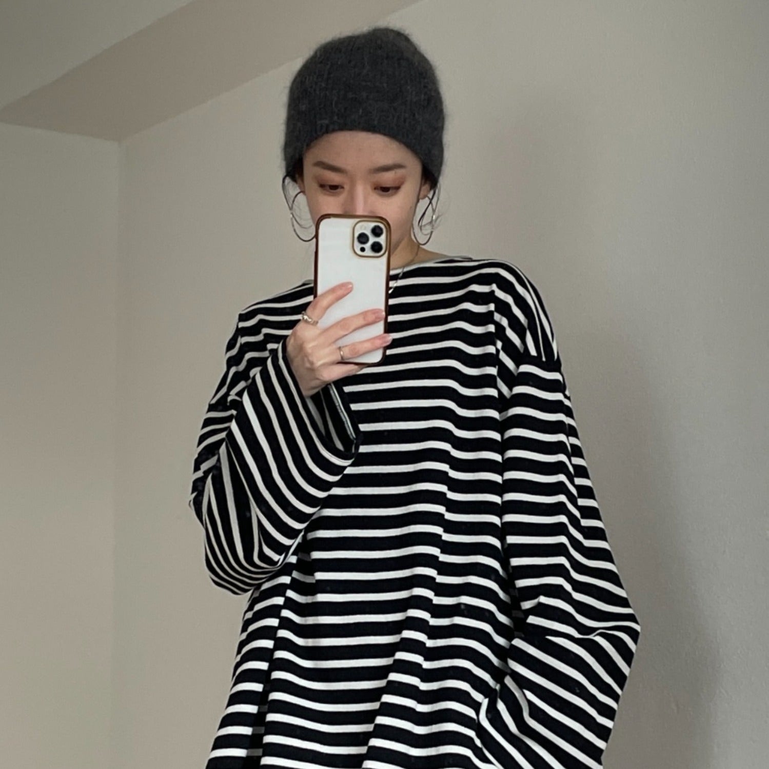 angora snow beanie / gray