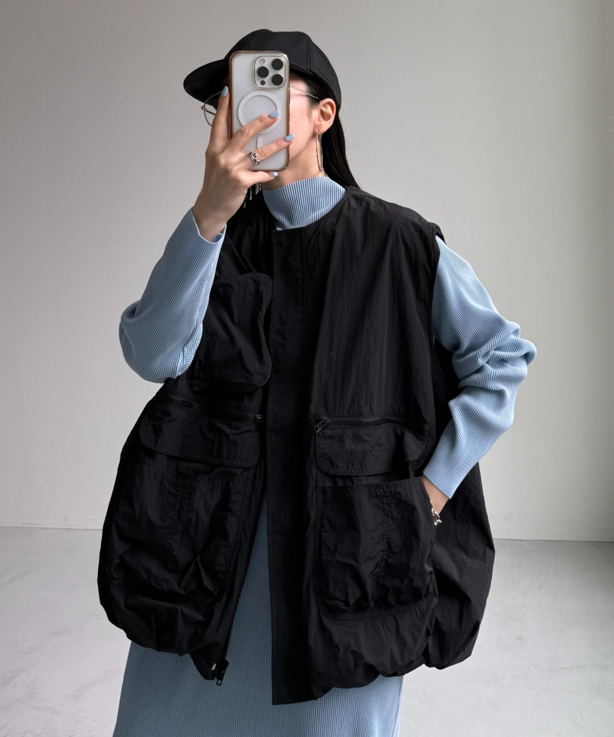 daily daily super stretch pleats one piece / light blue [FREE or LONG]プチハイ