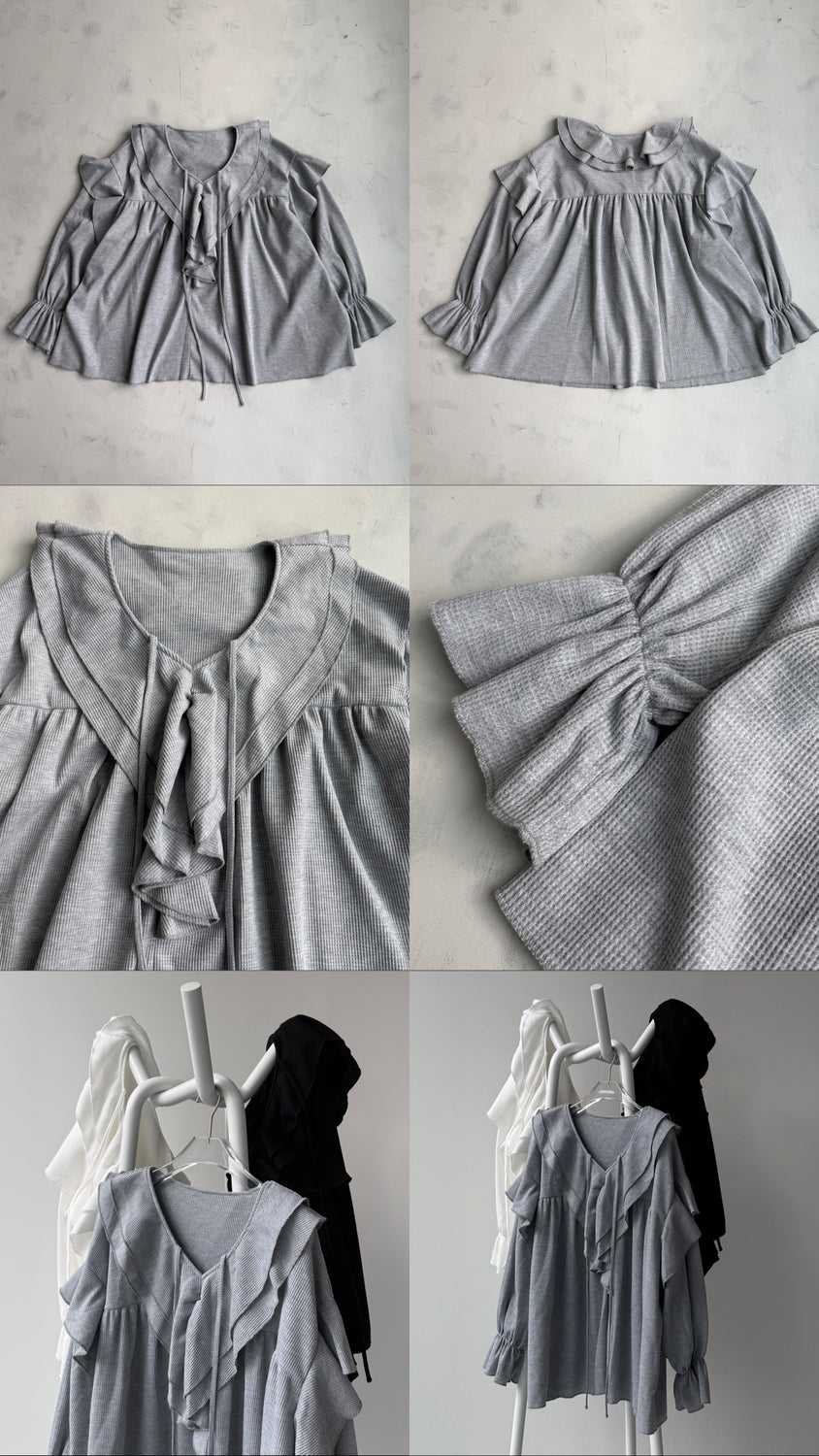【SAMPLE】WAFFRILL TOPS / gray [ 袖タック有 or 無 ]