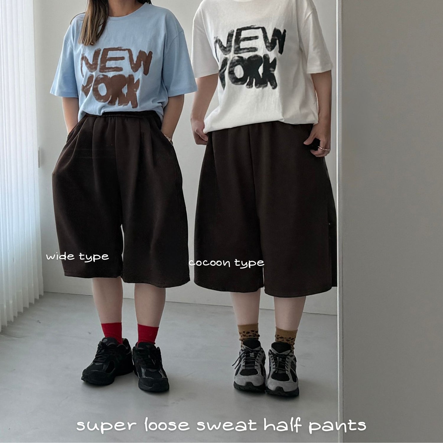 【選べるタイプ】super loose sweat half pants / gray