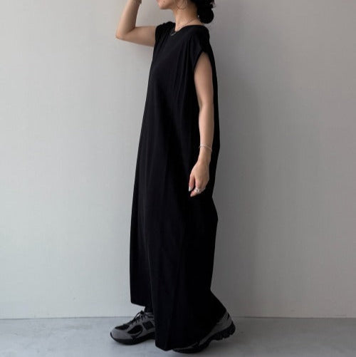 【SAMPLE】relax cotton one piece / black