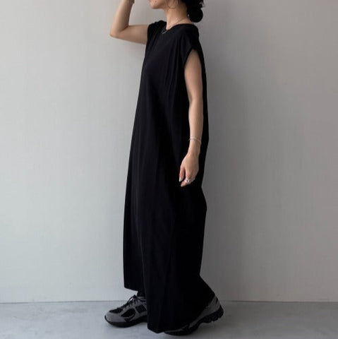 【SAMPLE】relax cotton one piece / black