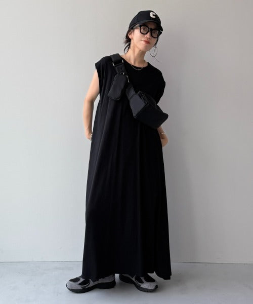 【SAMPLE】relax cotton one piece / black