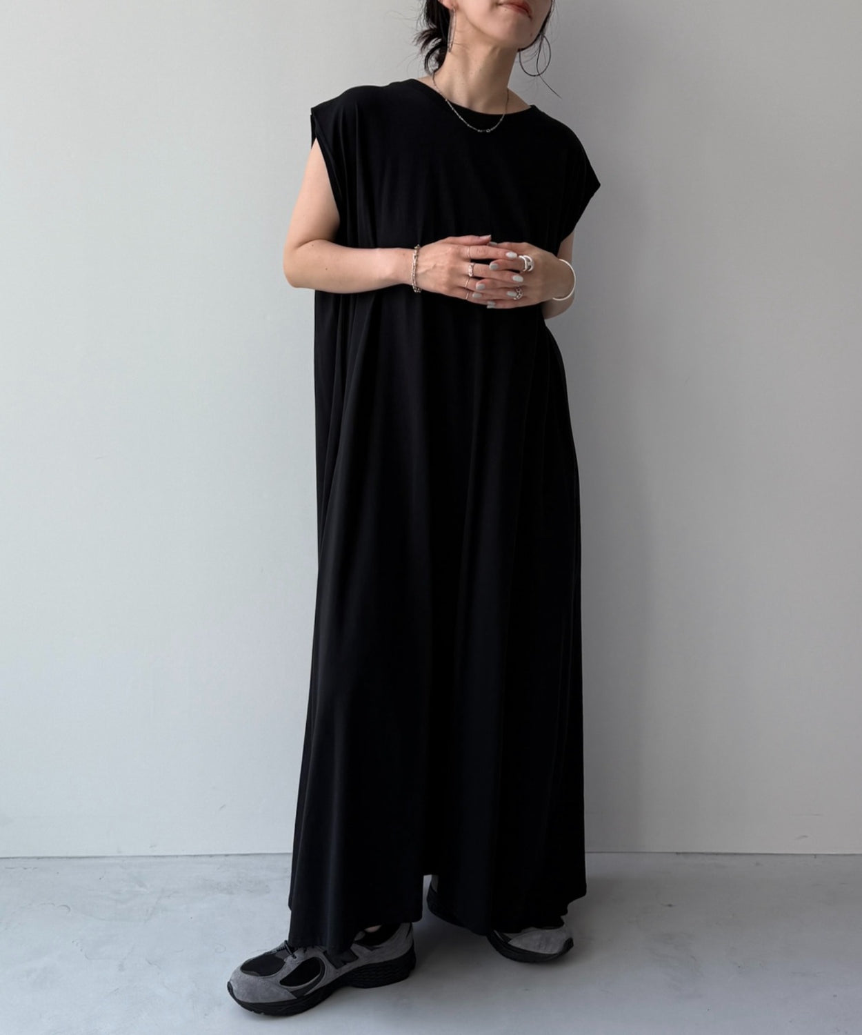 【SAMPLE】relax cotton one piece / black