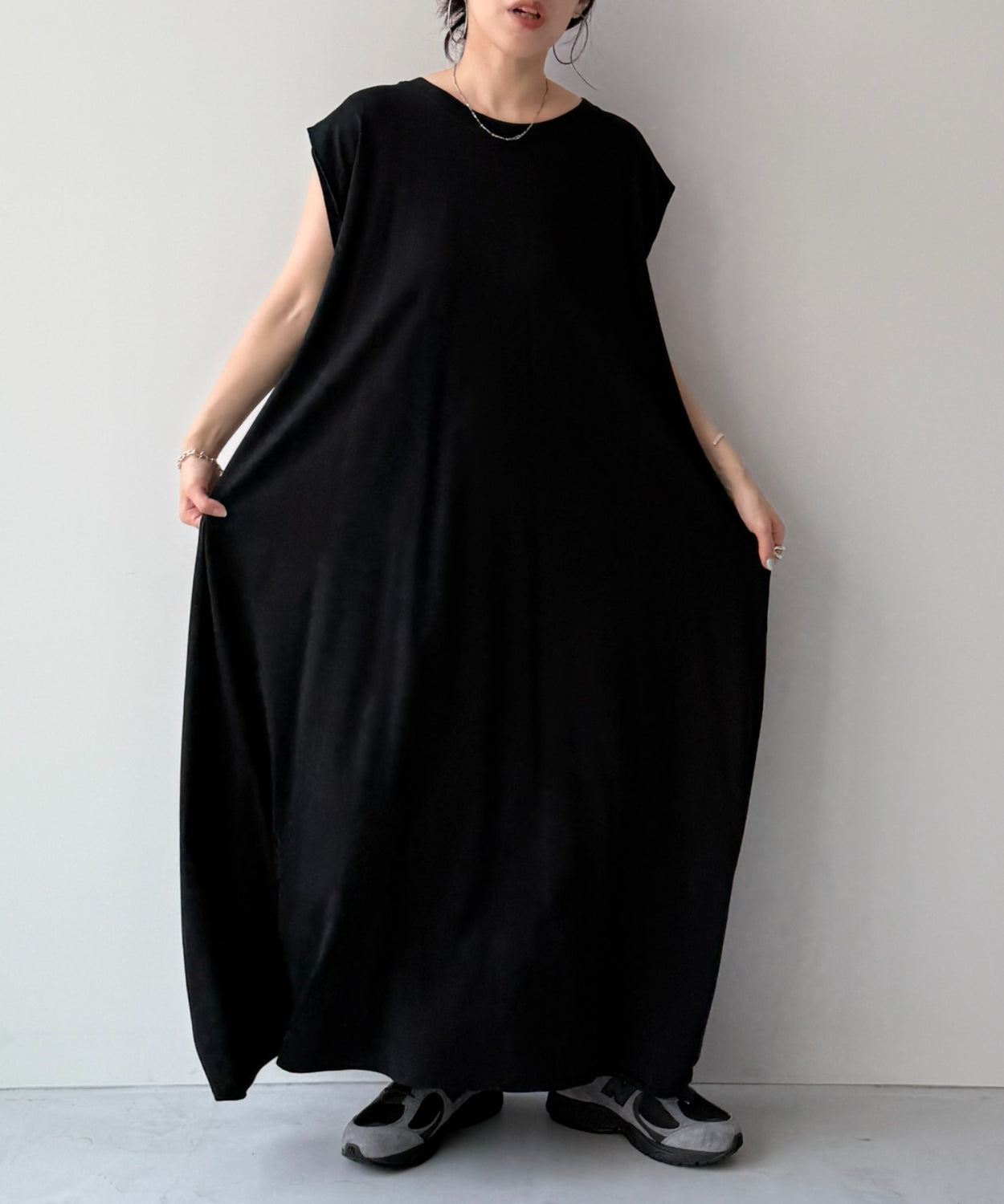 【SAMPLE】relax cotton one piece / black