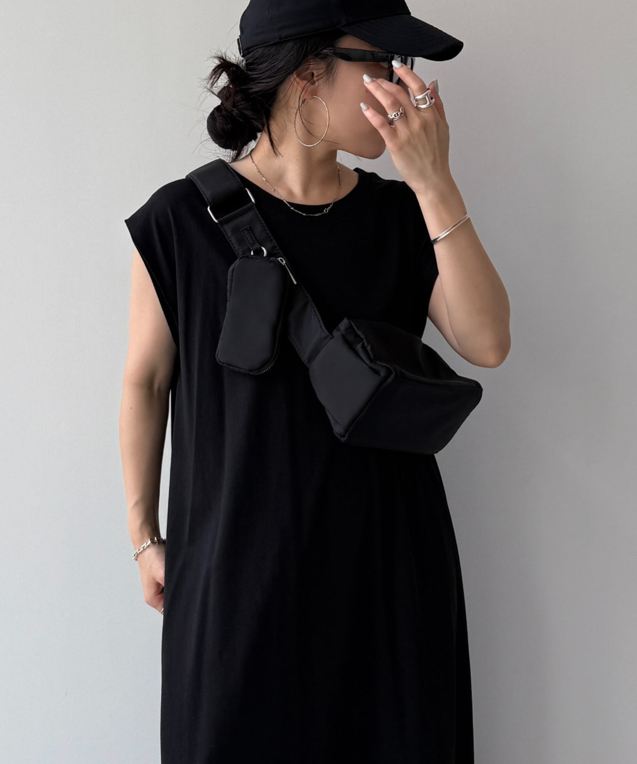 【SAMPLE】relax cotton one piece / black