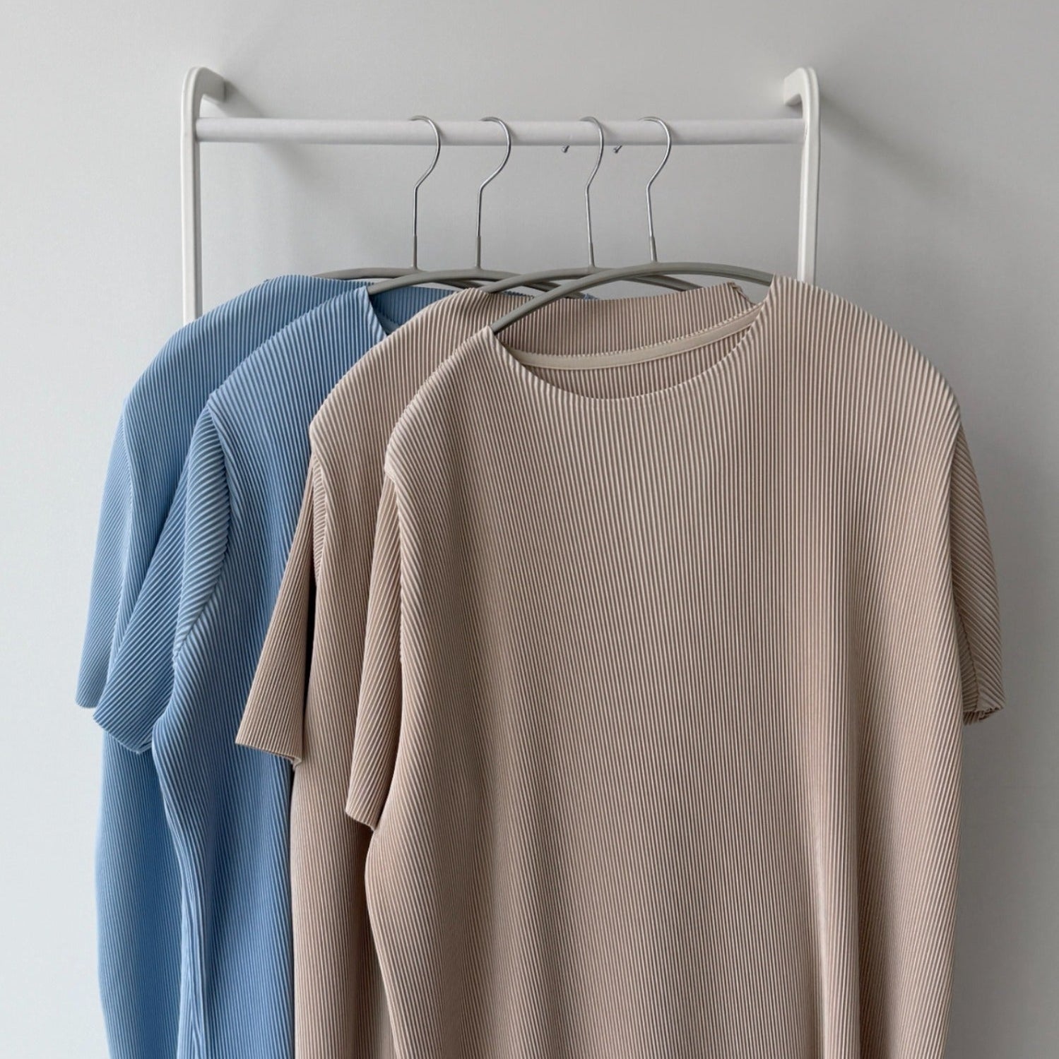 daily daily super stretch crew neck pleats one piece / ivory [半袖 FREE or LONG]