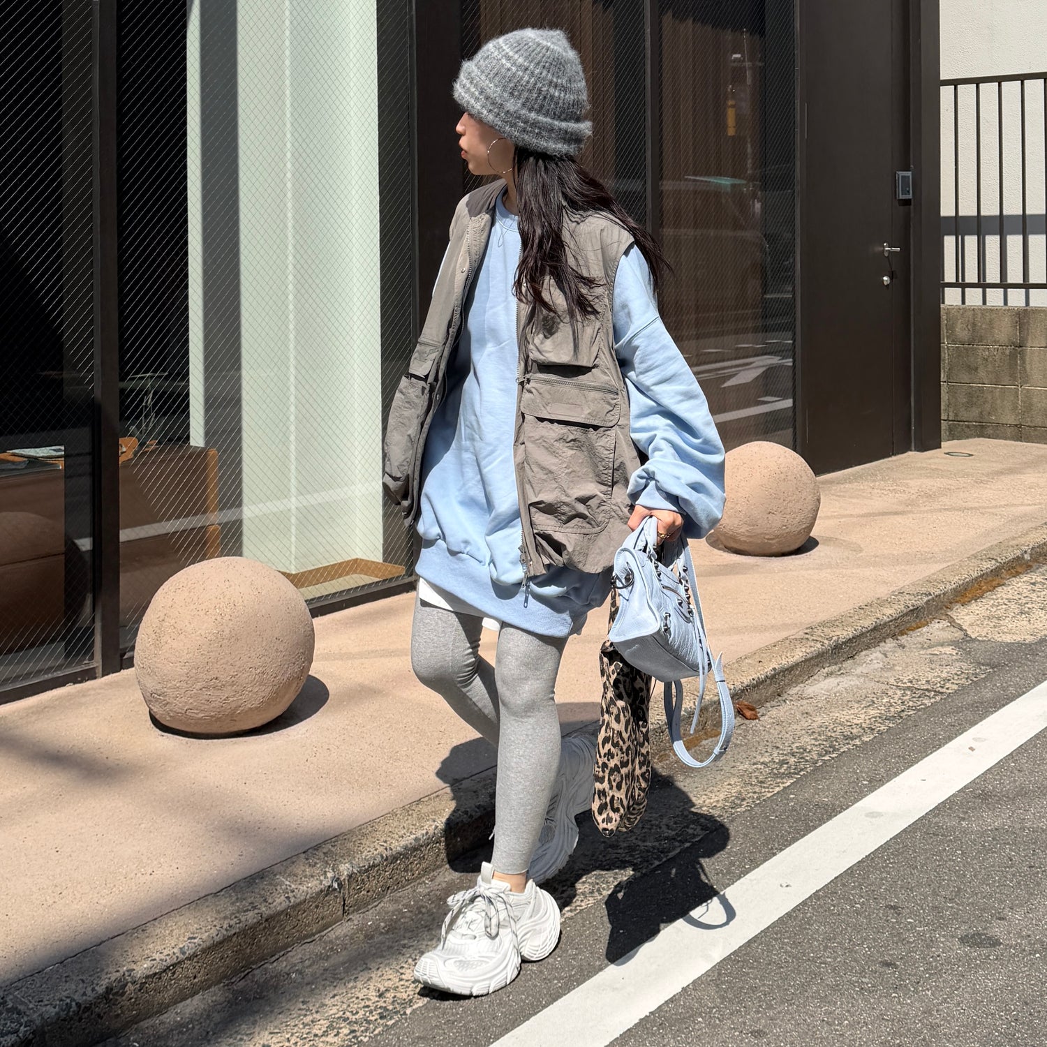 buddy stripe beanie / gray