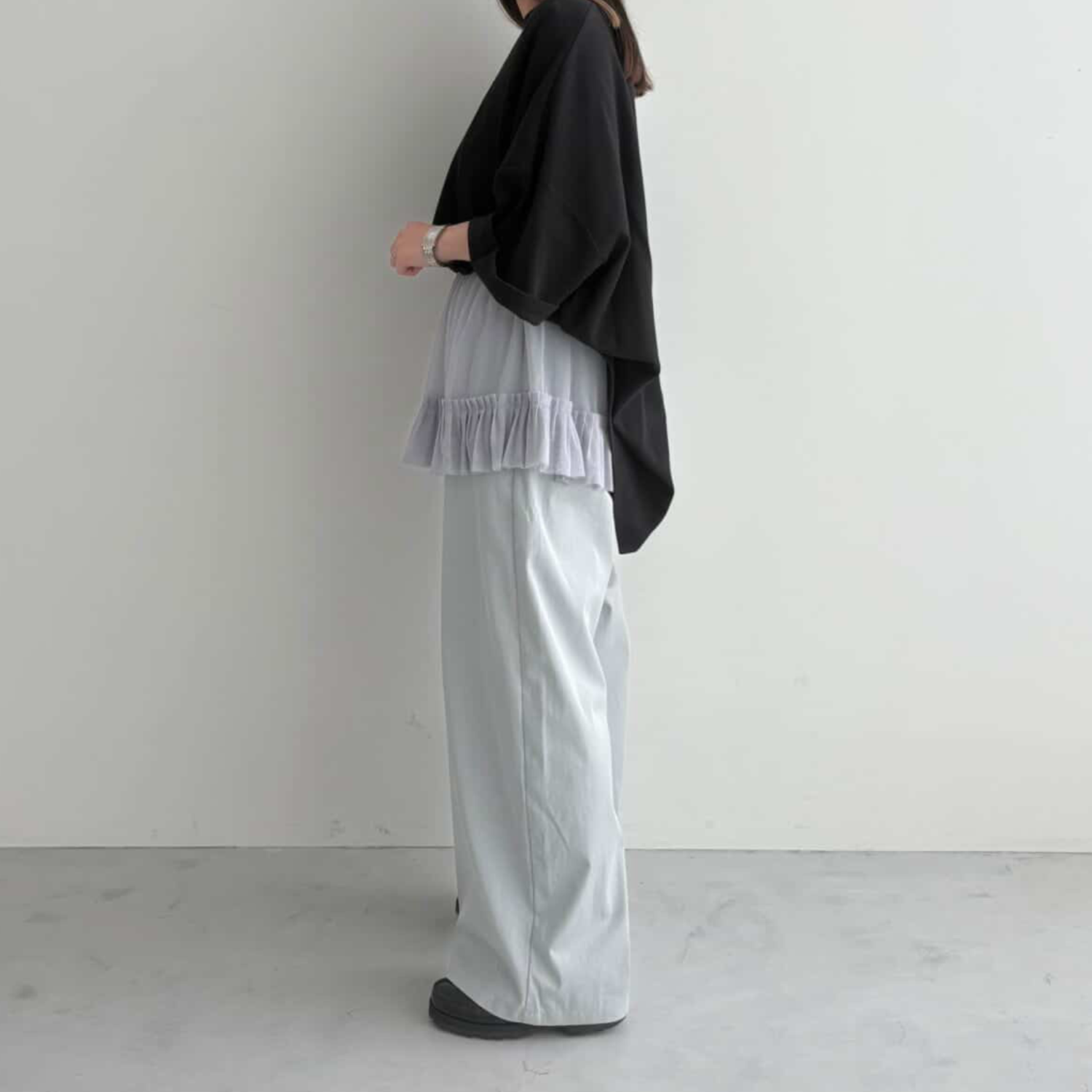 【SAMPLE】tulle layered pants / ivory
