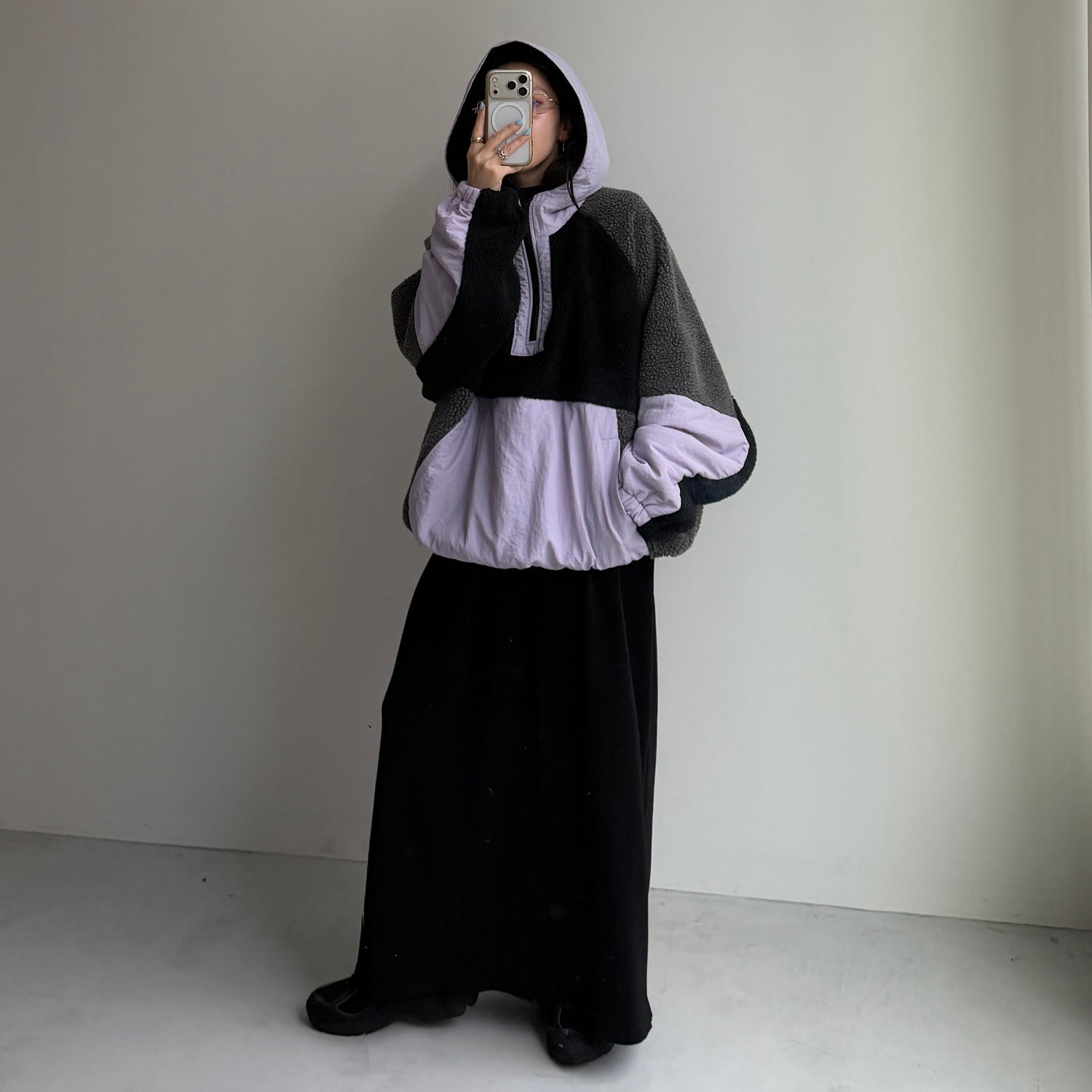 over size BOA hoodie blouson / lilac
