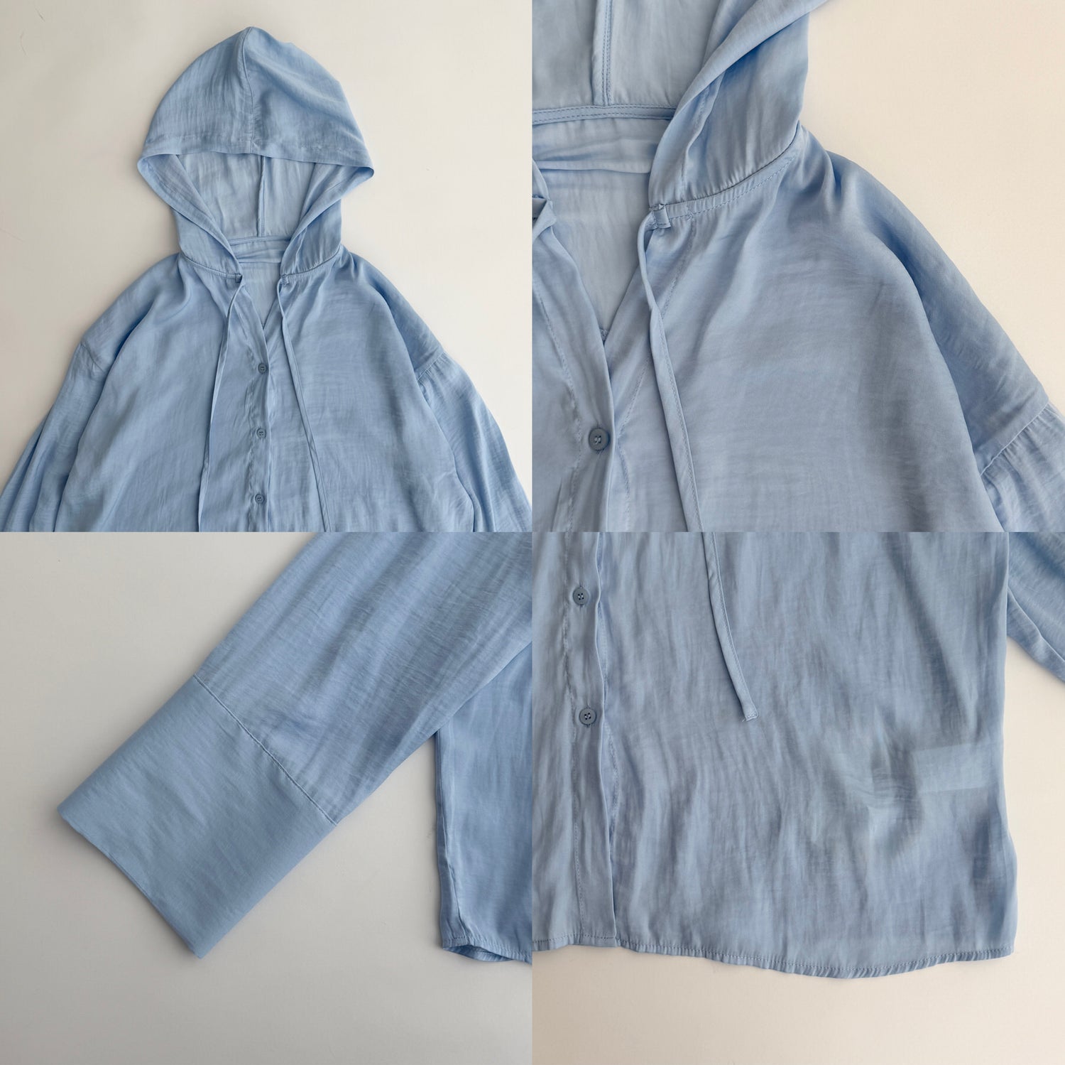 rayon hooded shirt / blue