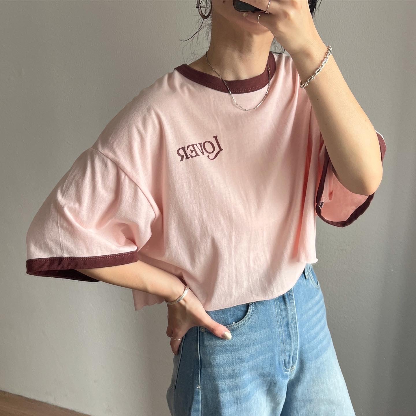 " LOVER " tee / pink