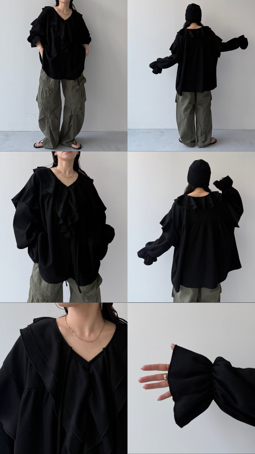 【SAMPLE】WAFFRILL TOPS / gray [ 袖タック有 or 無 ]