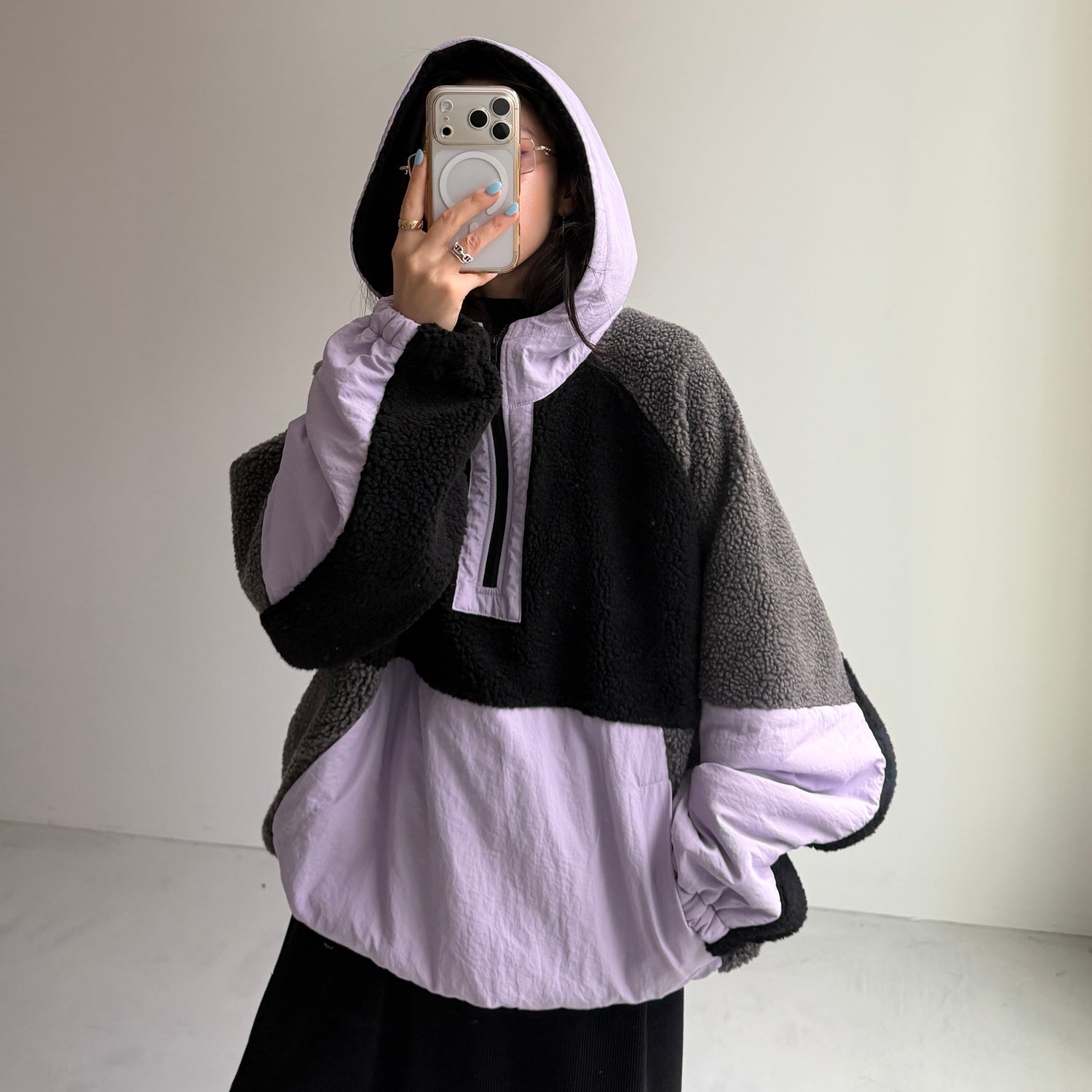 over size BOA hoodie blouson / lilac