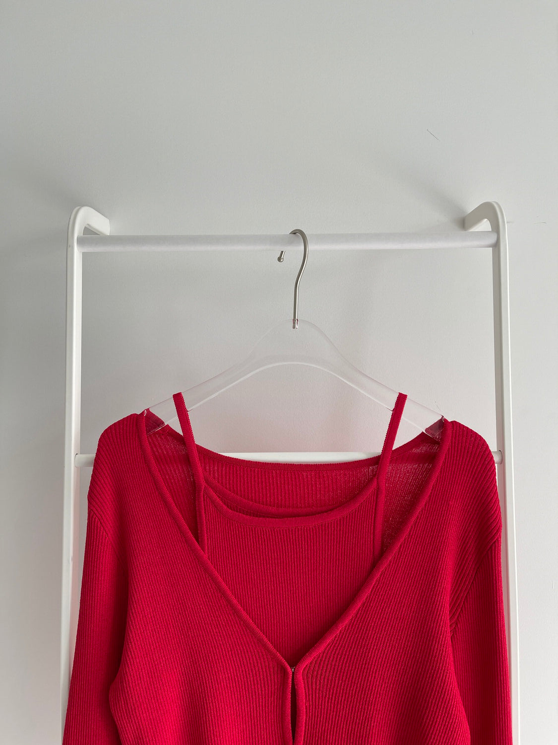 【SAMPLE】(2点SET) layered lib cardigan / red