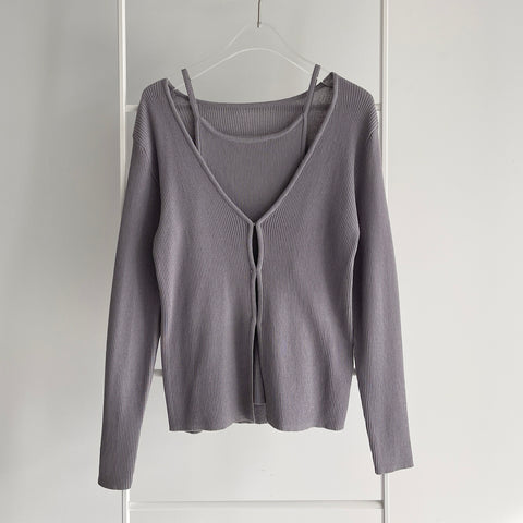 【SAMPLE】(2点SET) layered lib cardigan /  gray