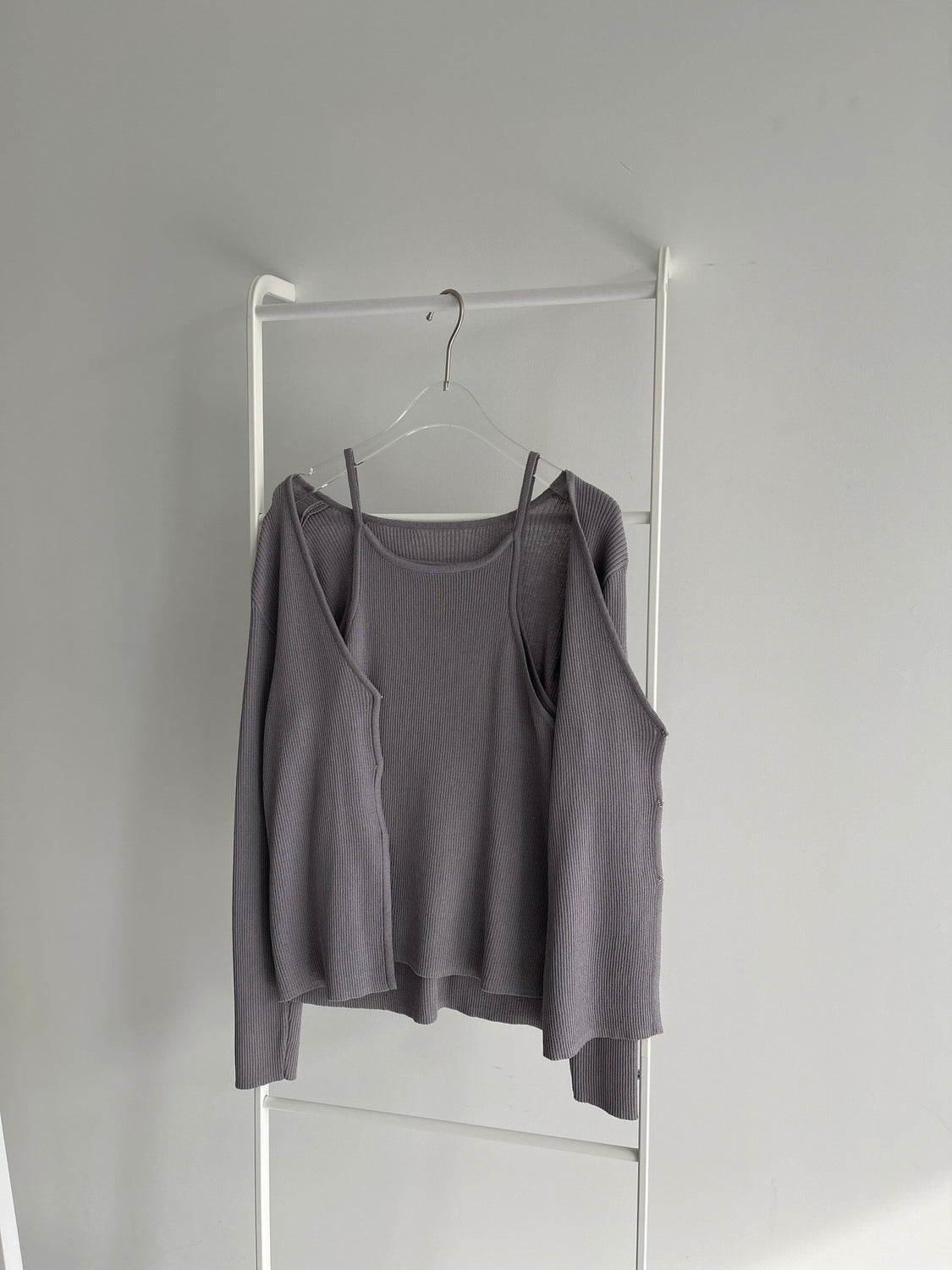 【SAMPLE】(2点SET) layered lib cardigan /  gray