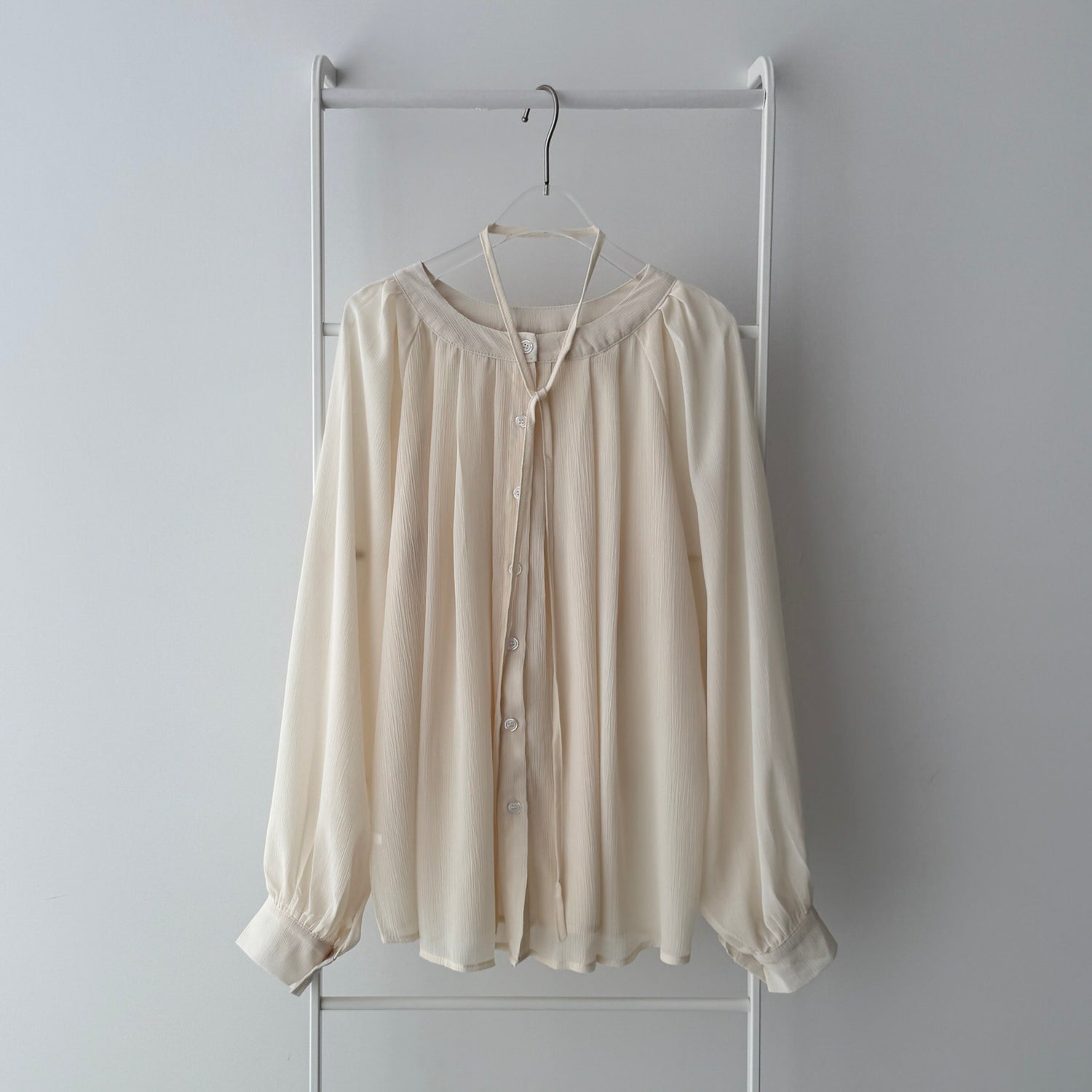 【SAMPLE】bow tie  sheer blouse / ivory